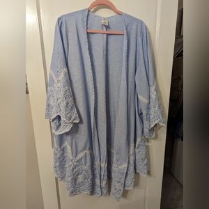 EUC Light Blue/White Flowy Jacket 2-3X